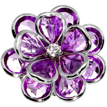 Load image into Gallery viewer, Purple Faceted Blooming Flower Adjustable Ring