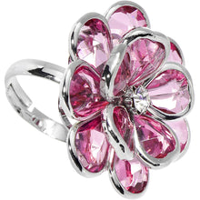 Load image into Gallery viewer, Pink Faceted Blooming Flower Adjustable Ring