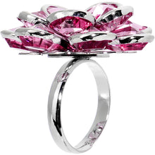 Load image into Gallery viewer, Pink Faceted Blooming Flower Adjustable Ring