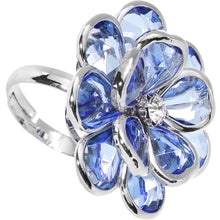 Load image into Gallery viewer, Blue Faceted Blooming Flower Adjustable Ring