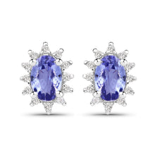 Load image into Gallery viewer, 2.00 Carat Genuine Tanzanite and White Topaz .925 Sterling Silver Jewelry Set