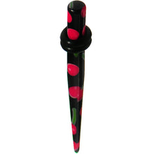 Load image into Gallery viewer, 6G Black Acrylic Red Cherry Logo Taper