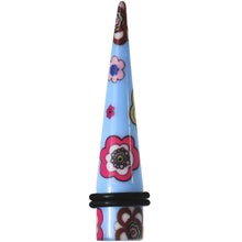 Load image into Gallery viewer, 1/2 Blue Acrylic Retro Flower Logo Taper