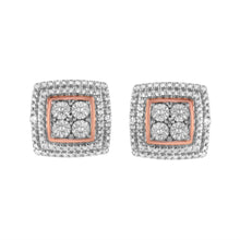 Load image into Gallery viewer, 10K Yellow, White, and Rose Gold Plated Sterling Silver Diamond Accent Earrings (I-J Clarity, I3 Color)