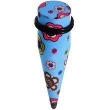 Load image into Gallery viewer, 18mm Blue Acrylic Retro Flower Logo Taper