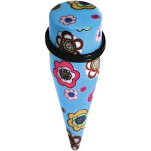 Load image into Gallery viewer, 20mm Blue Acrylic Retro Flower Logo Taper