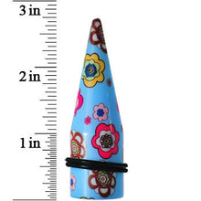 Load image into Gallery viewer, 20mm Blue Acrylic Retro Flower Logo Taper
