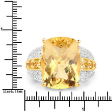 Load image into Gallery viewer, 8.44 Carat Genuine Citrine and White Topaz .925 Sterling Silver Ring