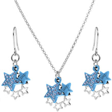 Load image into Gallery viewer, Blue Celestial Love Star Dangle Necklace and Earring Set