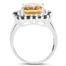 Load image into Gallery viewer, 7.46 Carat Genuine Citrine and Black Spinel .925 Sterling Silver Ring