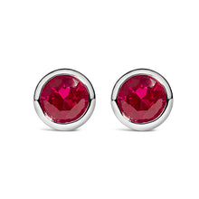 Load image into Gallery viewer, .925 Sterling Silver 6MM Bezel Set Created Purple Amethyst Solitaire Stud Earrings