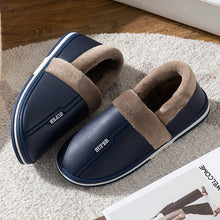 Load image into Gallery viewer, Waterproof Indoor Shoes Womans Mens Winter Home Slippers Faux Leather Warm Plush House Floor Slipper Anti-slip Footwear Women's Cozy Memory Foam Slippers With Warm Plush Fur Lining