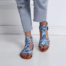 Load image into Gallery viewer, Women's Sandals Summer Shoes Leather Sandals Flats Summer Woman Beach Sandals Arch Support Casual Comfort Retro Slip On Summer Sandal Ladies Casual Beach Flats