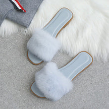 Load image into Gallery viewer, Fashion Fur Flat Women's Slippers Plus Size Spring Summer Fluffy Fur Slippers Shoes Woman Plush Fur Slip On Flip Flop Flat Furry Fur Slides Outdoor Sandals Furry Slides Summer Sandals Open Toe Indoor Outdoor Fluffy Slides