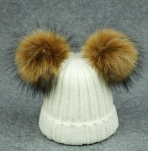 Load image into Gallery viewer, Modern Trend Children's Winter Toddler Baby Kids hat Cap With Two Double Pompom Ears Funny Hat