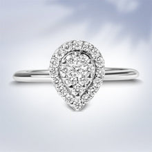 Load image into Gallery viewer, 10K White Gold 3/8 Cttw Round-Cut Lab Grown Diamond Cluster Pear Promise Ring (G-H Color, VS2-SI1 Clarity) - Size 7