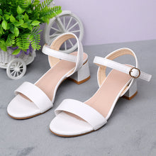 Load image into Gallery viewer, Women Genuine Leather Sandals Low Heel Buckle Strap Ladies Open Toe Black Decoration Summer Leather Open Toe And Ankle Strap Buckle Flat Sandals Casual Beach Shoes