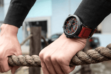 Load image into Gallery viewer, Retro Waterproof Watch With Chronometers Steel Case And Leather Belts Unique Design Excellent Look Perfect Gift For Your Man