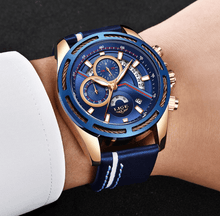 Load image into Gallery viewer, Men's Waterproof Sports Watch With Leather Belts, Chronometers Day View Fluorescent Pointers Unique Design Perfect Gift