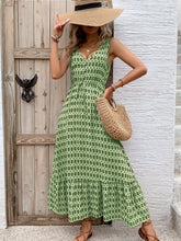Load image into Gallery viewer, Vintage Printed V-Neck Tie Waist Midi Dress Lightweight Trendy & Elegant Dress for Women