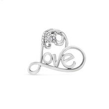 Load image into Gallery viewer, .925 Sterling Silver 1/6 Cttw Round Brilliant-Cut Diamond Accented Open Heart with Love 18" Pendant Necklace (H-I Color, I1-I2 Clarity)