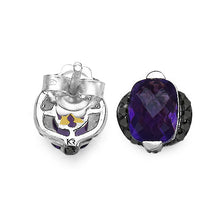 Load image into Gallery viewer, 3.14 Carat Genuine Amethyst & Black Diamond .925 Sterling Silver Earrings