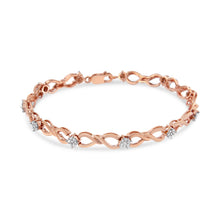 Load image into Gallery viewer, 10K Rose Gold 1/2 cttw Diamond Cluster and Infinity Weave Link Bracelet (H-I Color, I2-I3 Clarity) - Size 7"