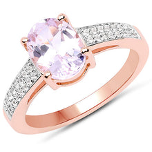 Load image into Gallery viewer, 14K Rose Gold Plated 2.91 Carat Genuine Kunzite and White Zircon .925 Sterling Silver Ring