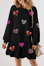 Load image into Gallery viewer, Cute Heart Round Neck Long Sleeve Mini Dress Stylish Dress for Women Girls Simple Charming Dress