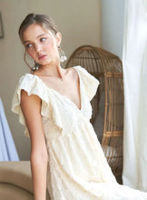 Load image into Gallery viewer, Tie Back V-Neck Ruffle Sleeve Summer Dress For Women – Elegant, Chic & Trendy V-Neck Fluttering Dress with Ruffles & Tie Detail
