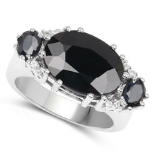 Load image into Gallery viewer, 8.62 Carat Genuine Black Sapphire & White Topaz .925 Sterling Silver Ring