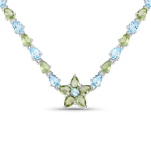 Load image into Gallery viewer, 29.48 Carat Genuine Blue Topaz and Peridot .925 Sterling Silver Necklace