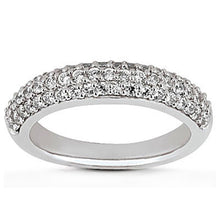 Load image into Gallery viewer, 14k White Gold Triple Multi-Row Micro- Pave Diamond Wedding Ring Band