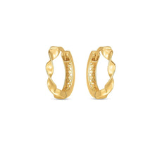 Load image into Gallery viewer, 14k Yellow Gold Twist Huggie Hoops