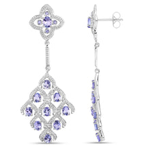 Load image into Gallery viewer, 3.90 Carat Genuine Tanzanite and White Topaz .925 Sterling Silver Earrings