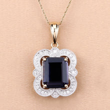 Load image into Gallery viewer, 4.07 Carat Genuine Iolite and White Diamond 14K Yellow Gold Pendant