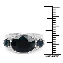 Load image into Gallery viewer, 8.62 Carat Genuine Black Sapphire & White Topaz .925 Sterling Silver Ring