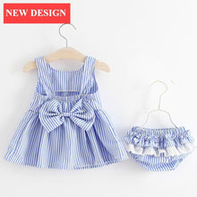 Load image into Gallery viewer, Luxury Modern Baby Girls Dresses With Hat 2pcs Clothes Sets Kids Clothes Baby Sleeveless Dress Print Floral Fruit Design Style