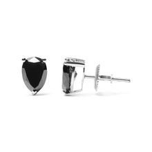 Load image into Gallery viewer, 14K White Gold 2.00 Cttw Pear Cut Black Diamond Stud Earrings