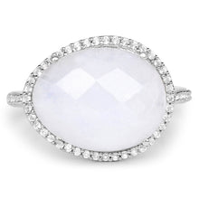 Load image into Gallery viewer, 7.33 Carat Genuine White Rainbow Moonstone And White Topaz .925 Sterling Silver Ring
