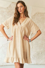 Load image into Gallery viewer, Ruffled Hem Striped V-Neck Babydoll Dress For Women – Playful, Chic, Versatile, Perfect for Casual to Semi-Formal Occasions