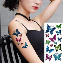 Load image into Gallery viewer, 3D Butterfly Waterproof Temporary Tattoo Sticker Snake Flowers Elegant Small Popular Tattoo For Womens Mens