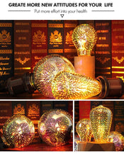 Load image into Gallery viewer, 3D Decoration Light Bulb Star Fireworks Lamp Holiday Night Light Decorative Antique Filament Light Warm Cage Filament Galaxy Inspired Light Light bulb for Most Lamp Pendant and Ceiling
