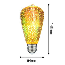 Load image into Gallery viewer, 3D Decoration Light Bulb Star Fireworks Lamp Holiday Night Light Decorative Antique Filament Light Warm Cage Filament Galaxy Inspired Light Light bulb for Most Lamp Pendant and Ceiling