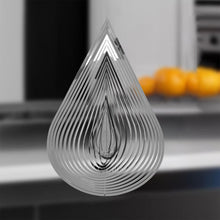 Load image into Gallery viewer, 3D Drop-shaped Rotating Wind Spinner Outdoor Metal Sculptures Flowing Stainless Steel Wind Chimes Flowing-Light Effect Design Home Garden Decoration Outdoor Hanging Decor Gift Wind Spinners Mirrored Patio Wind Chime Yard Decor