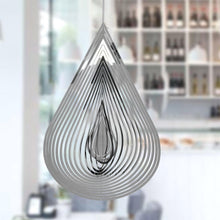 Load image into Gallery viewer, 3D Drop-shaped Rotating Wind Spinner Outdoor Metal Sculptures Flowing Stainless Steel Wind Chimes Flowing-Light Effect Design Home Garden Decoration Outdoor Hanging Decor Gift Wind Spinners Mirrored Patio Wind Chime Yard Decor