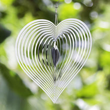 Load image into Gallery viewer, 3D Drop-shaped Rotating Wind Spinner Outdoor Metal Sculptures Flowing Stainless Steel Wind Chimes Flowing-Light Effect Design Home Garden Decoration Outdoor Hanging Decor Gift Wind Spinners Mirrored Patio Wind Chime Yard Decor