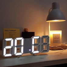 Load image into Gallery viewer, 3D Large LED Digital Wall Clock 3D LED Wall Clock with Remote Control 12/24 H Time/Date Display Nightlight Alarm Clock Digital Clock Brightness to Adjust Temperature Date Time Celsius Nightlight Display Table Desktop Clocks Alarm Clock For Living Room