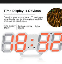 Load image into Gallery viewer, 3D Large LED Digital Wall Clock Date Time Celsius Nightlight Display Table Desktop Clocks 3D Digital Alarm Clock Modern Design LED Wall Desk Clocks 12/24H Time /Date/ Temperature Display Nightlight /Brightness Adjustable/ Alarm Clock For Living Room
