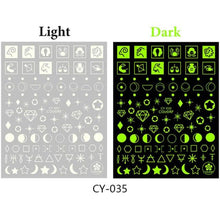 Load image into Gallery viewer, 3D Nail Polish Sticker Flame Butterfly Rose Star Nail Glitter Decals Water Transfer Summer Sliders Nail Art Decorations Glow in Dark Nail Stickers Self-Adhesive Nail Art Decals Butterfly Flower Star Heart Nail Strips Glow Dark Nail Art Manicure